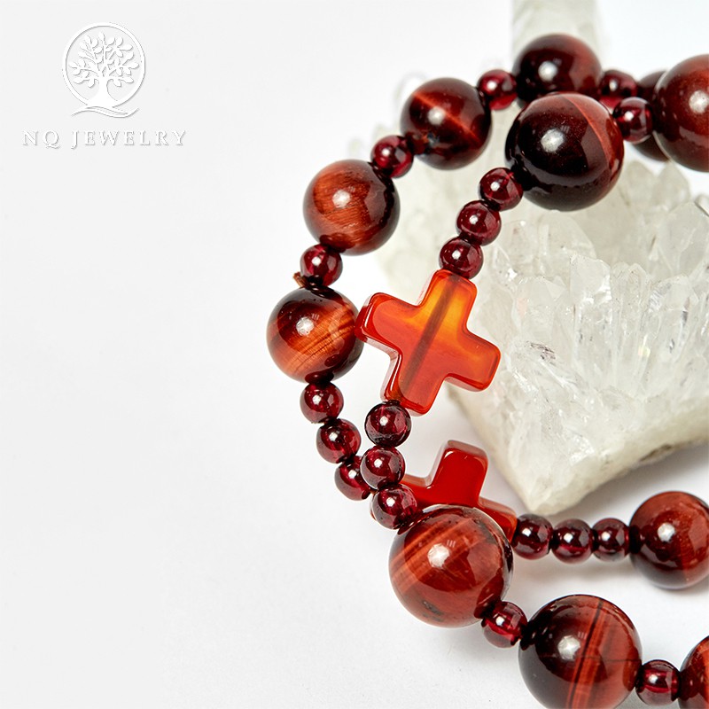 Cặp Mân Côi - Chuỗi Mân Côi Mẹ Và Bé Màu Nâu Đỏ Lớn 52mm, Nhỏ 40mm - NQ Jewelry