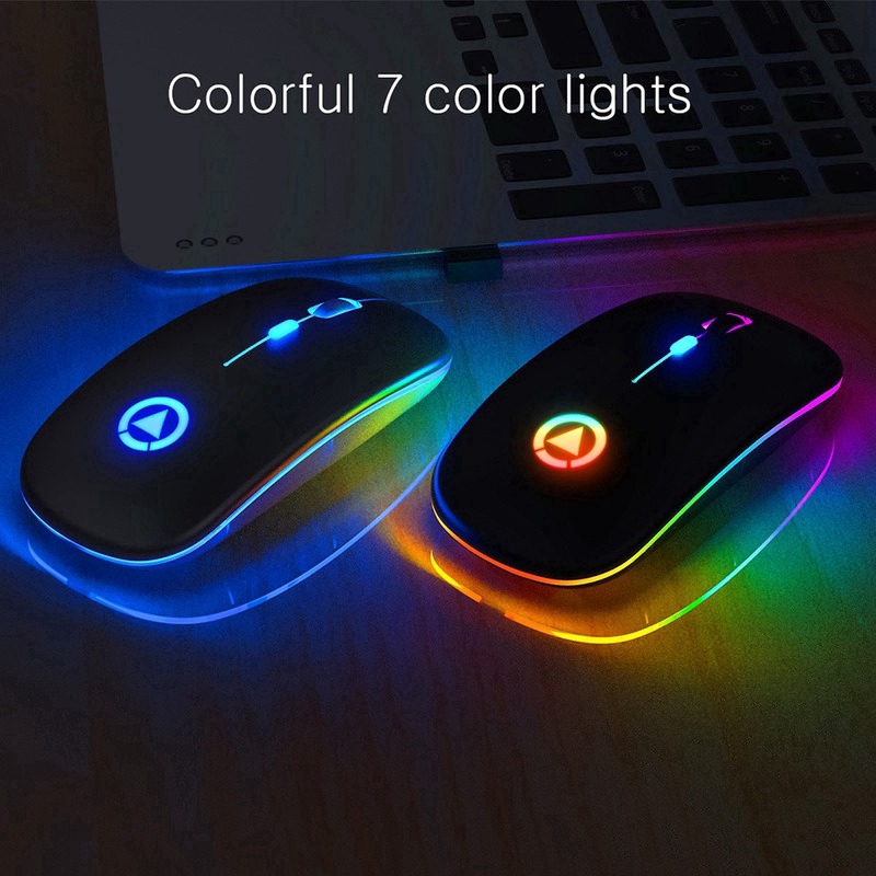 2.4G Silent Wireless Mouse 1600DPI RGB LED Backlit Rechargeable Gaming Mouse Ultra Slim Ergonomic