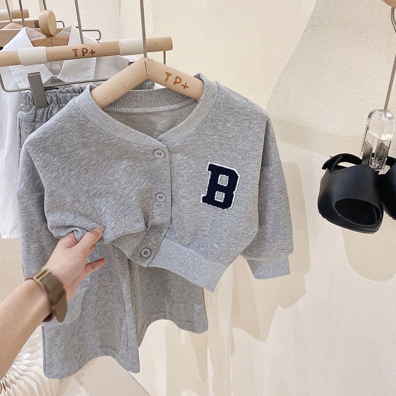 Bộ Đồng Phục Bóng Chày Ngắn Tay Phong Cách Hàn Quốc + Quần Thể Thao Cho Bé Gái