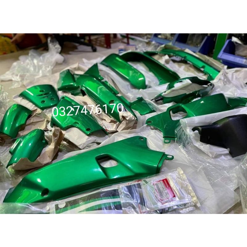 Bộ nhựa dàn áo xe WAVE thái 2004 màu xanh lá zin honda