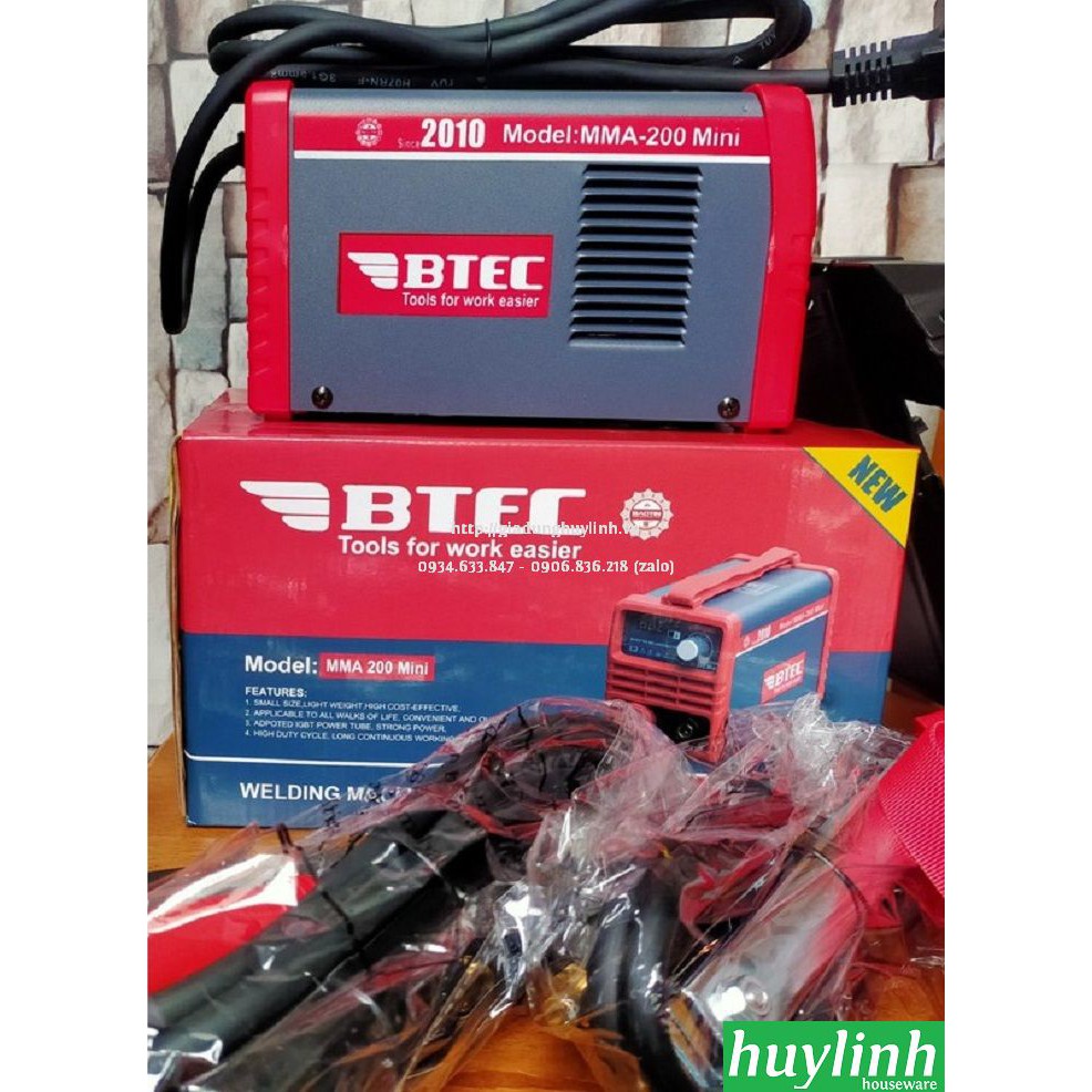 Freeship Máy hàn que điện tử inverter Btec MMA-200 mini - Kéo liên tục 2.5