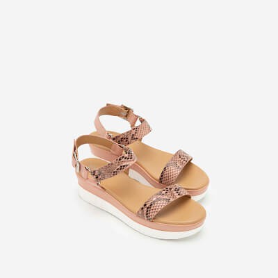 Vascara Giày Sandal Đế Xuồng Quai Vân Da Rắn - SDX 0417 - Màu Hồng Đậm