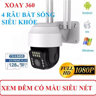 Camera yoose wifi ngoài trời PTZ 3X mắt nhện kèm thẻ 64gb, chống nước, xem đêm có màu siêu nét, đàm thoại 2 chiều.