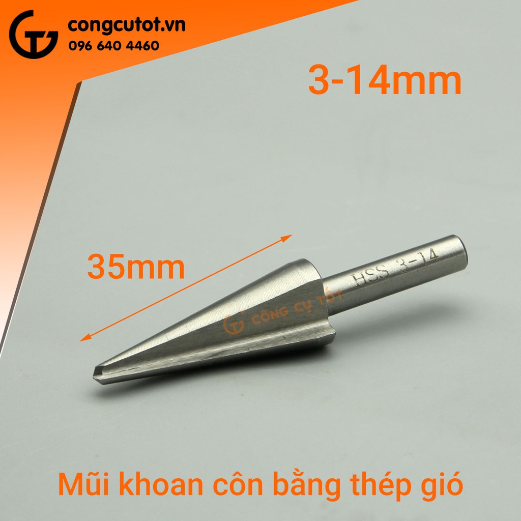 Mũi khoan côn chuôi tròn thép gió HSS 4241