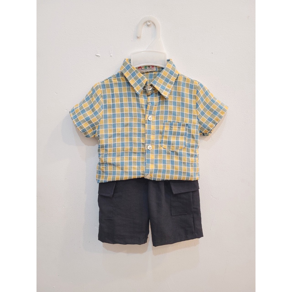 ÁO SƠ MI CARO + QUẦN TÚI HỘP CHO BÉ TRAI