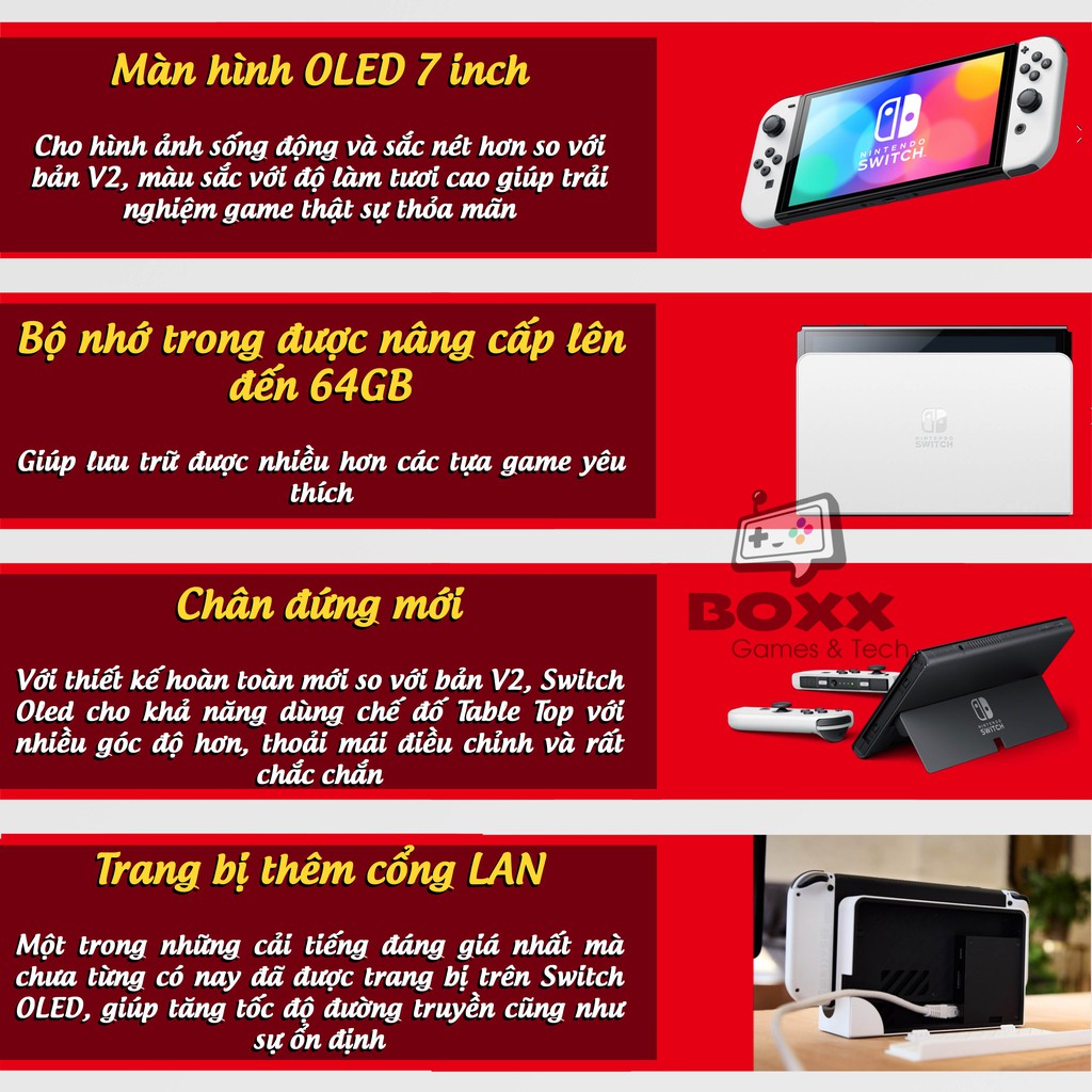 Máy Game Nintendo Switch OLED kèm quà tặng bảo hành 12 tháng