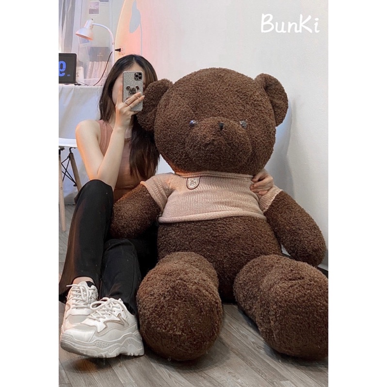 GẤU BÔNG TEDDY BOBBY BROWN 140CM NÂU ĐEN CAO CẤP BUNKI