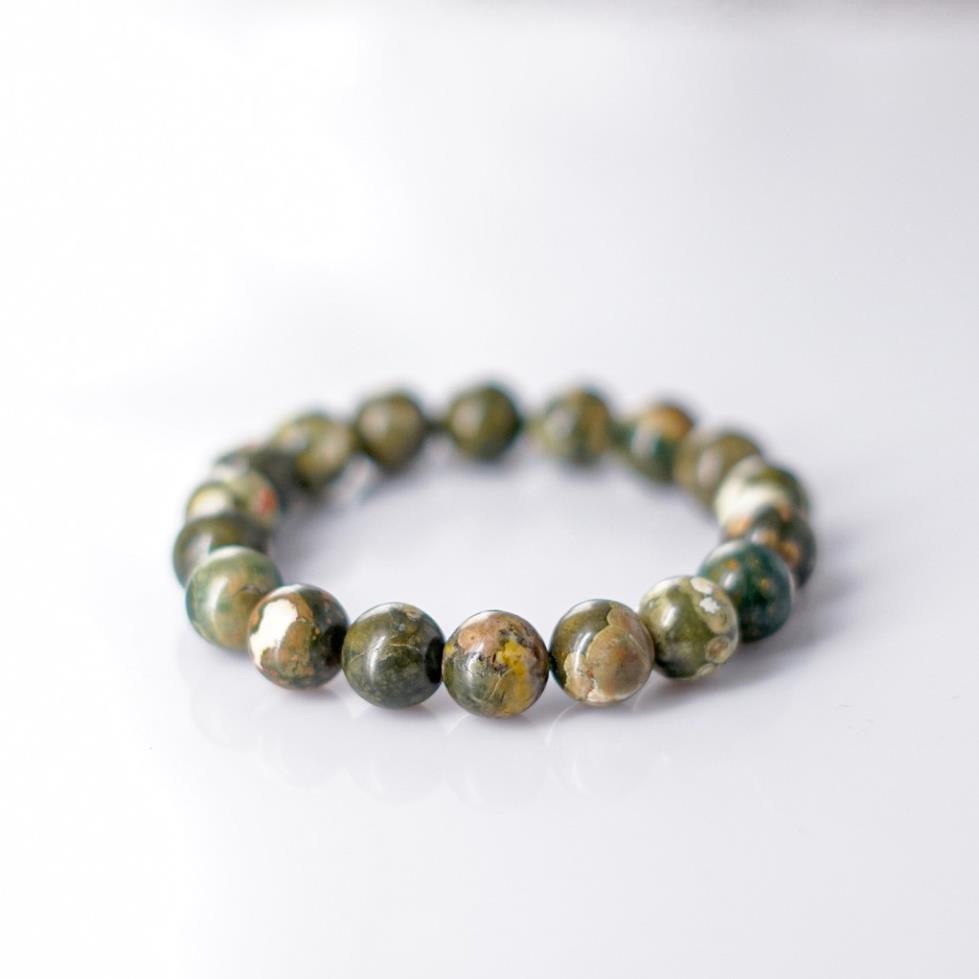 Vòng tay nam nữ Rainforest Jasper 8mm - Chế tác tự nhiên - Thương hiệu Anqlo - Vòng tay phong thủy tốt cho sức khỏe