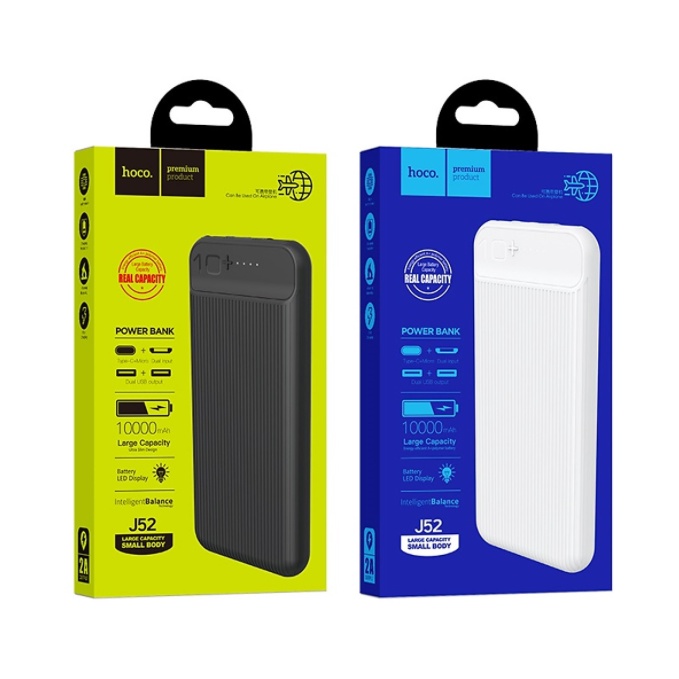 Pin Sạc Dự Phòng Hoco New Joy J52-10.000 mAh -Pin Li-polymer Sạc nhanh cho iphone /Android/2 CỔNG USB