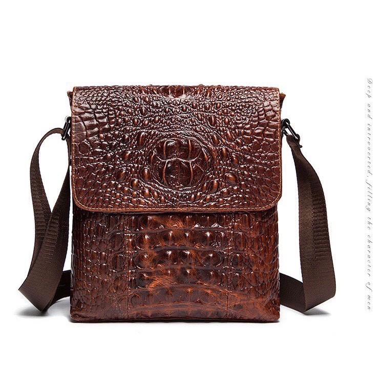 Túi đeo chéo nam da cá sấu 100% T28 28x24x5.5cm bảo hành 12 tháng  DIENMAYPICO