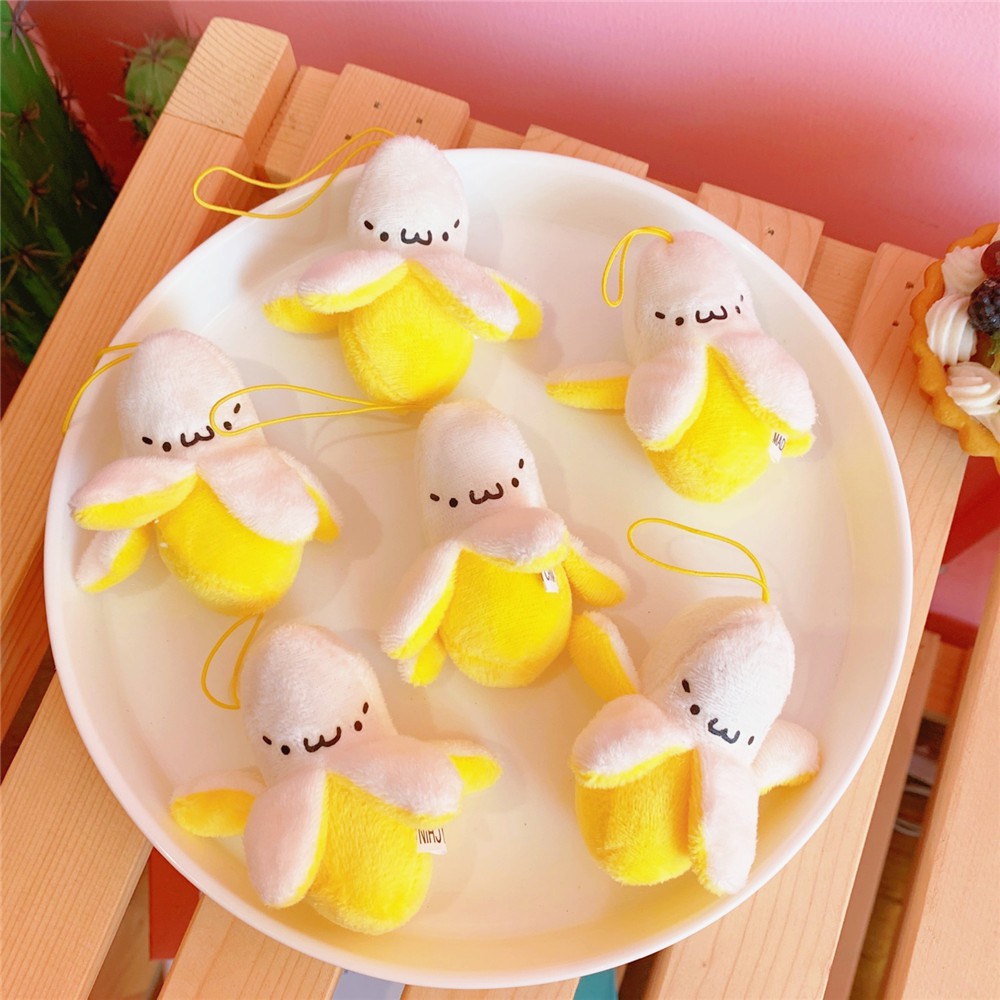 MÓC KHÓA HÌNH TRÁI CHUỐI BẰNG BÔNG THỜI TRANG ĐÁNG YÊU