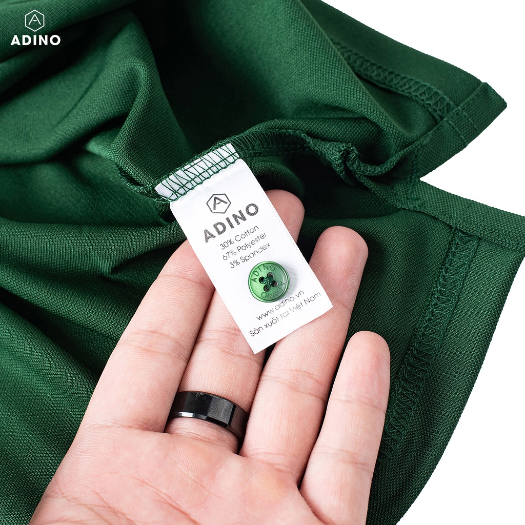 Áo polo nữ màu xanh lá phối viền ADINO vải polyester cotton không bai xù dáng công sở slimfit hơi ôm trẻ trung APN04