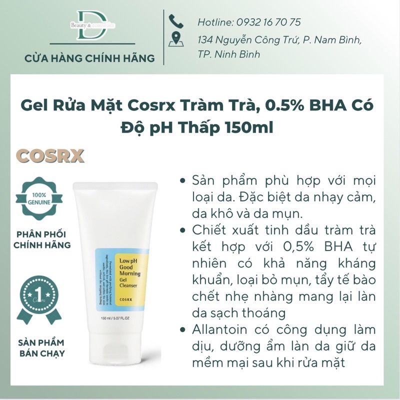 Sữa Rửa Mặt Cosrx Low Ph Good Morning Gel Cleanser Dịu Nhẹ, Ngăn Ngừa Mụn 150ml