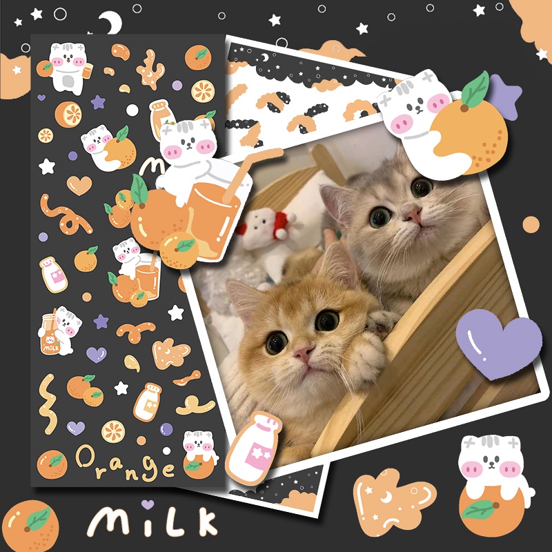 Bộ 4 Tấm Sticker Dán Trang Trí Hình Mèo Hoạt Hình Dễ Thương