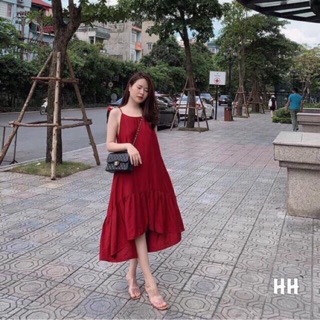 Váy maxi 2 dây đi biển đuôi cá vạt Bèo chất đũi 3 màu