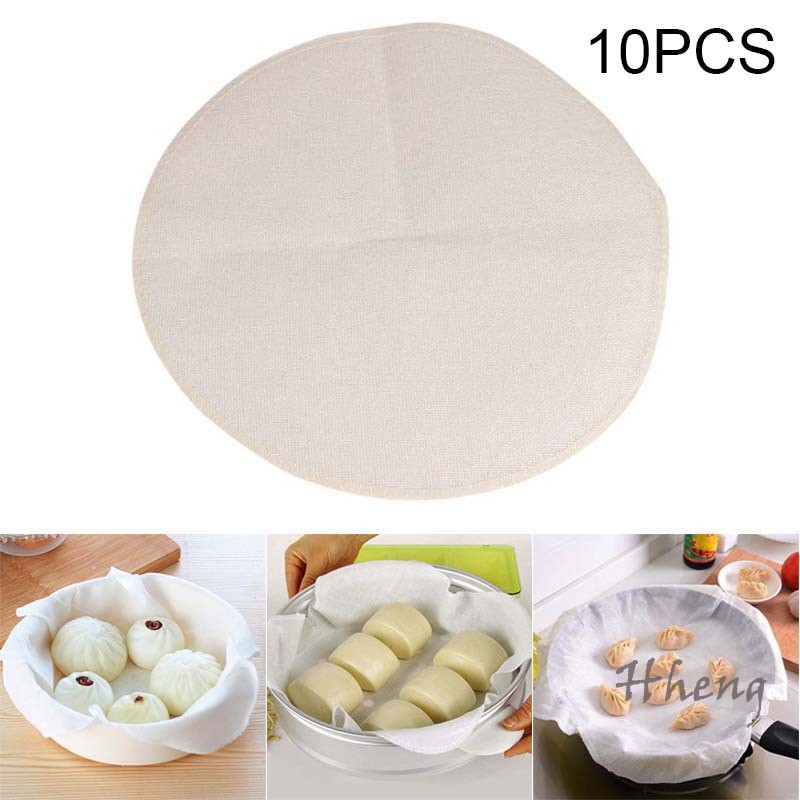 Set 10 Miếng Vải Cotton Lót Nồi Hấp Chống Dính Tiện Dụng