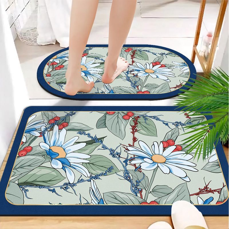 Bộ 2 Thảm Lót Sàn Nhà Tắm Chống Trượt Thấm Hút Nước In Họa Tiết Trái Đất Độc Đáo