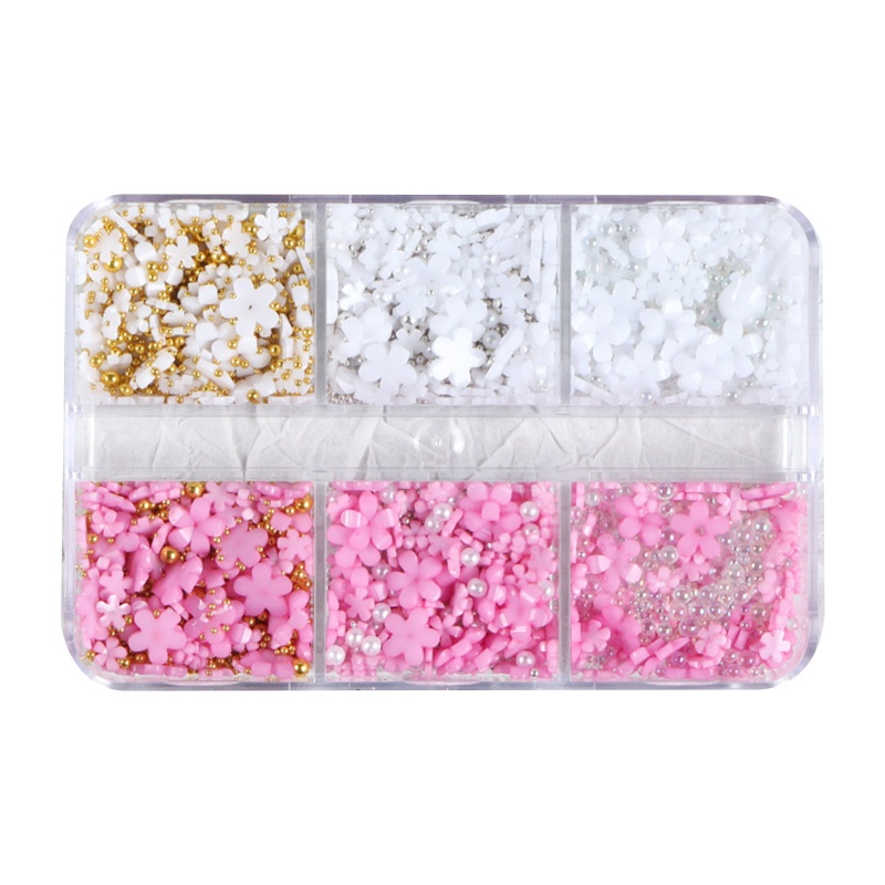 Kim Tuyến Hình Hoa 3D Màu Trắng/Hồng/Xanh Dương/Tím/Đỏ Hỗn Hợp Trang Trí Móng Nghệ Thuật