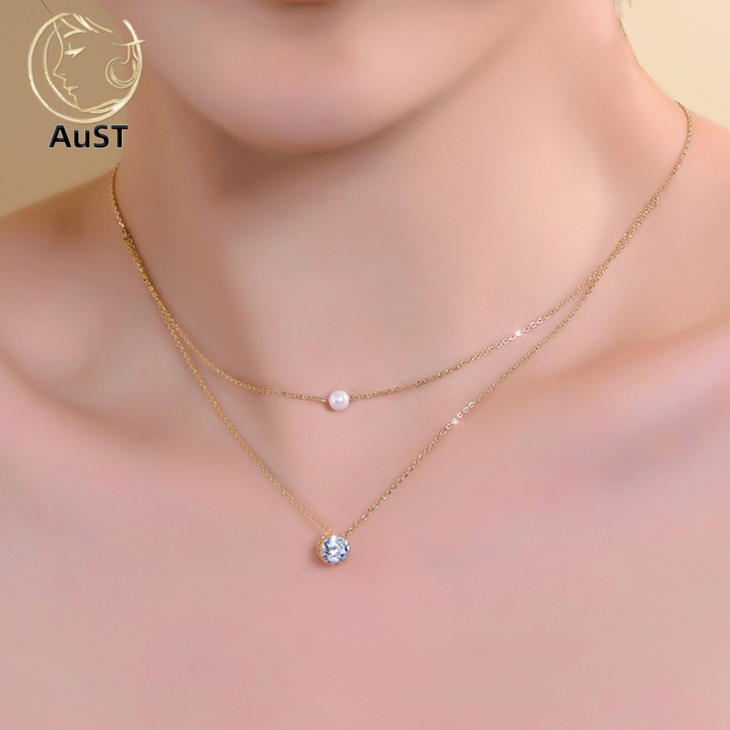 Vòng cổ Hai Lớp Đính Ngọc Trai Nhân Tạo Thời Trang Dành Cho Nữ