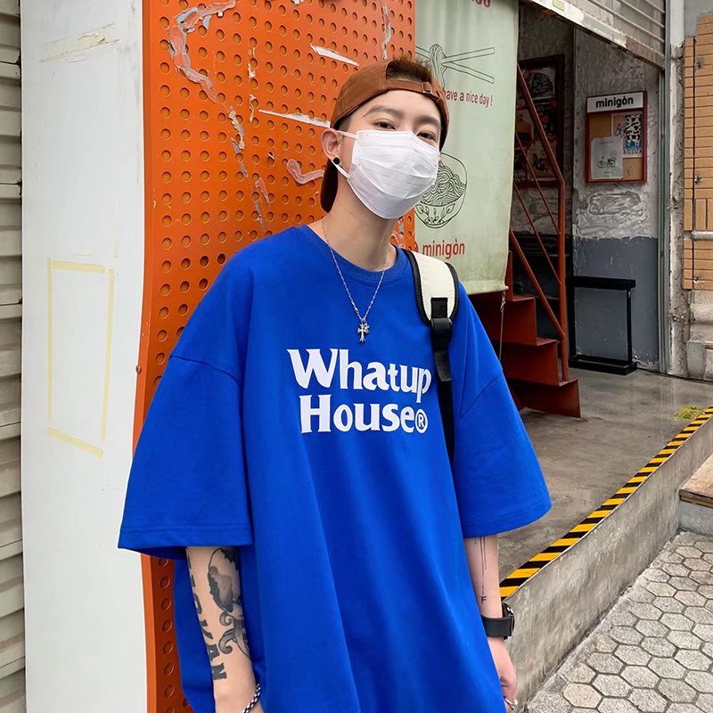 Áo Thun Tay Ngắn Dáng Rộng In Chữ Thời Trang Mùa Hè Phong Cách Hàn Quốc Cho Nam Size M-5XL