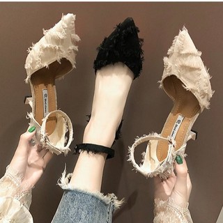 Dép quai lông cao gót 5cm và 8cm
