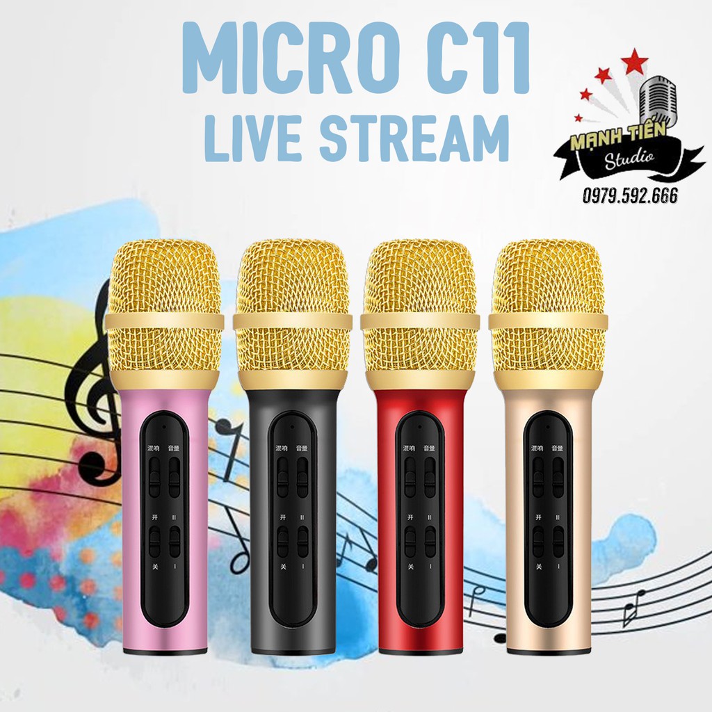 CTY MT Micro hát thu âm C11 cao cấp dành cho hát live stream facebook,tiktok,bigo, karaoke trên điện thoại(BH 12T)