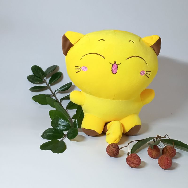 Mèo vàng nhồi bông siêu dễ thương - Gấu bông mèo vàng cho bé- size mini 40cm- chất vải mềm mịn co dãn