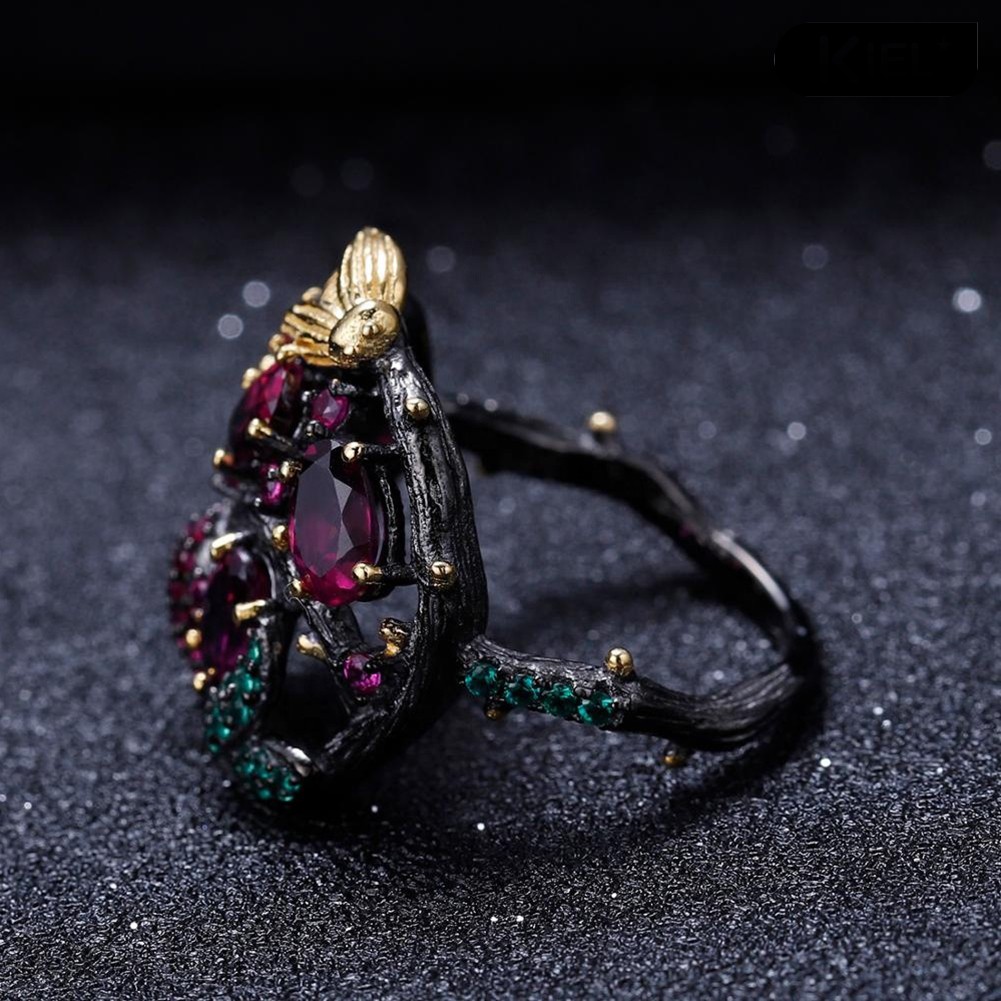 Nhẫn Đính Đá Ruby Nhân Tạo Phong Cách Gothic Cho Nữ