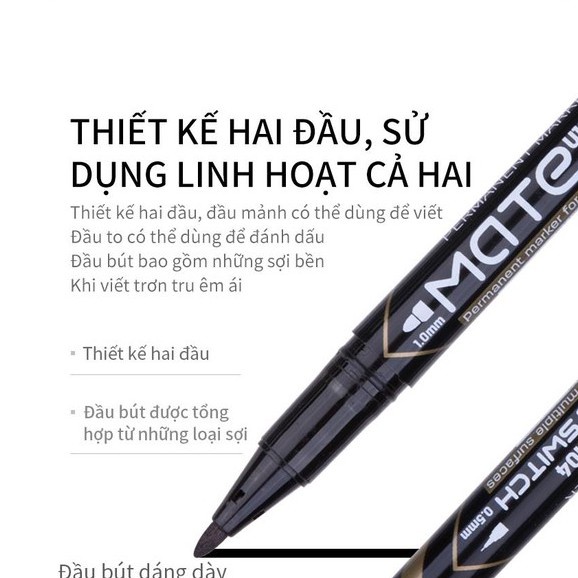 Bút dạ kính 2 đầu Deli - không xóa được, mực vĩnh cửu - Mực Đen/Xanh/Đỏ - 1 cây/hộp - EU10420 / EU10430 / EU10440