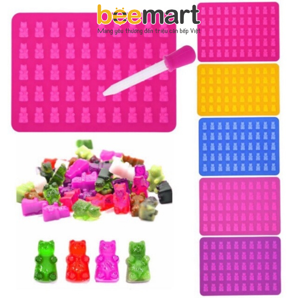 Khuôn silicon làm kẹo chip chip 50 hình gấu - Khuôn Silicon Làm Kẹo cao Cấp Nhà BEEMART