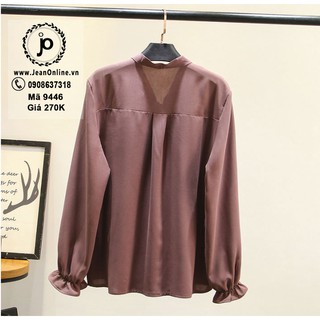 Bigsize Nữ - Áo Sơ Mi Cột Nơ Cổ (MS: 9446)