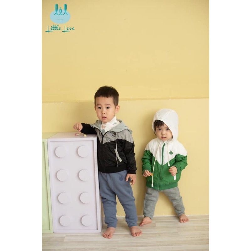 Lil  - Áo khoác gió 2 lớp phối màu mũ áo