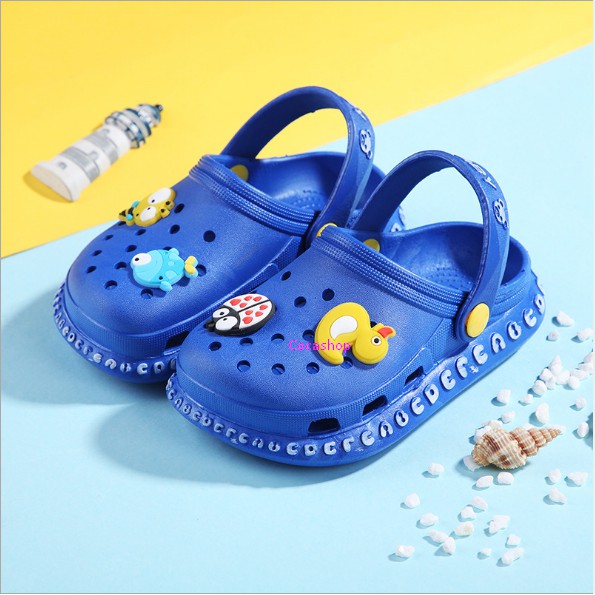 Giày sục cao su siêu mềm cho bé trai bé gái tặng kèm 4 sticker viền chữ baby