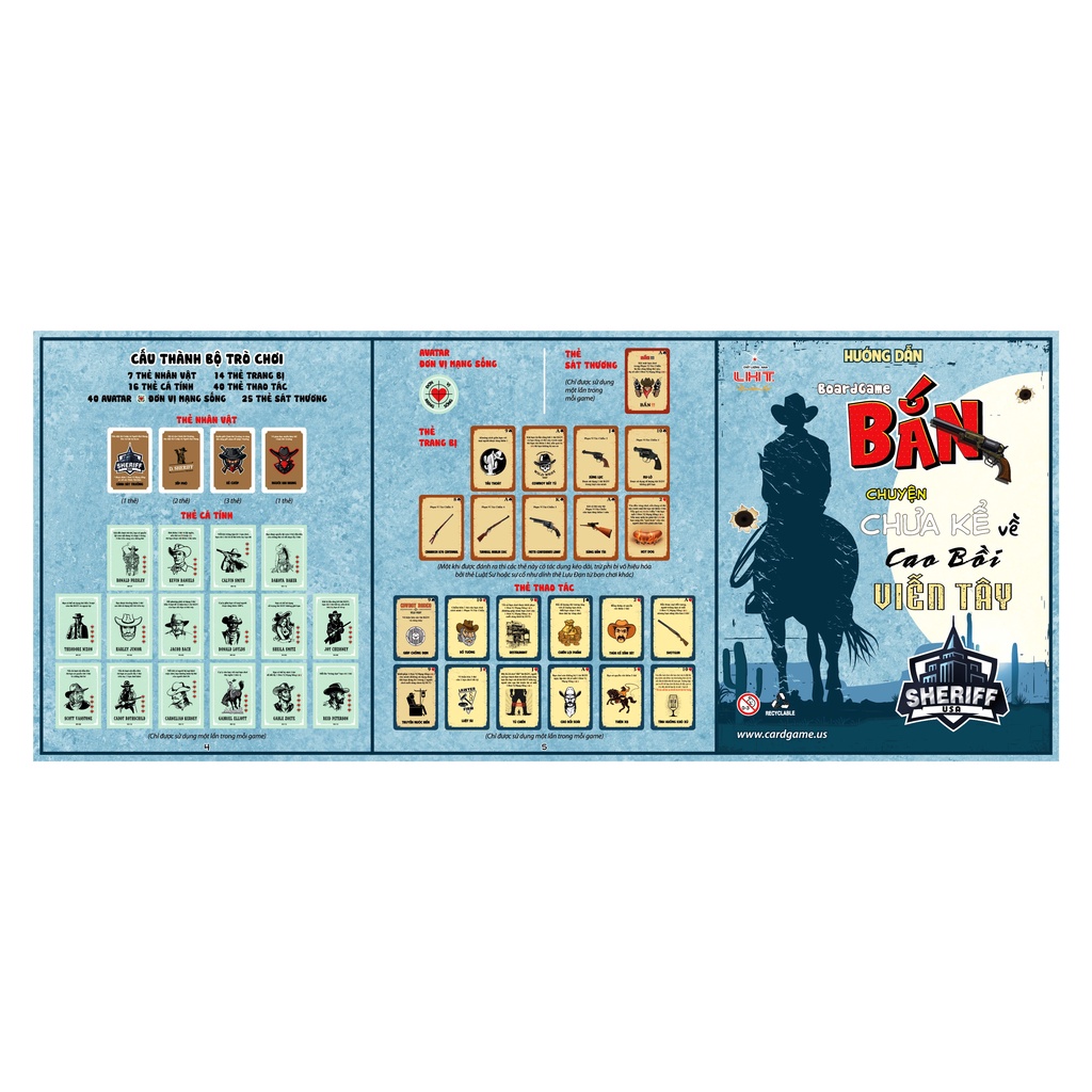 Boardgame Bắn! - Nhập vai cao bồi bắn súng, dễ chơi cho cả trẻ em và người lớn từ 4 - 7 người [Chính hãng AAA-LHT]