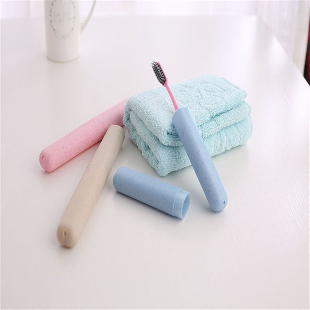 Hộp Đựng Bàn Chải Đánh Răng/Dụng Cụ Vệ Sinh Răng Miệng Chống Bụi Bằng Chất Liệu Rơm Lúa Mì Nhiều Màu Sắc Dùng Khi Đi Du Lịch