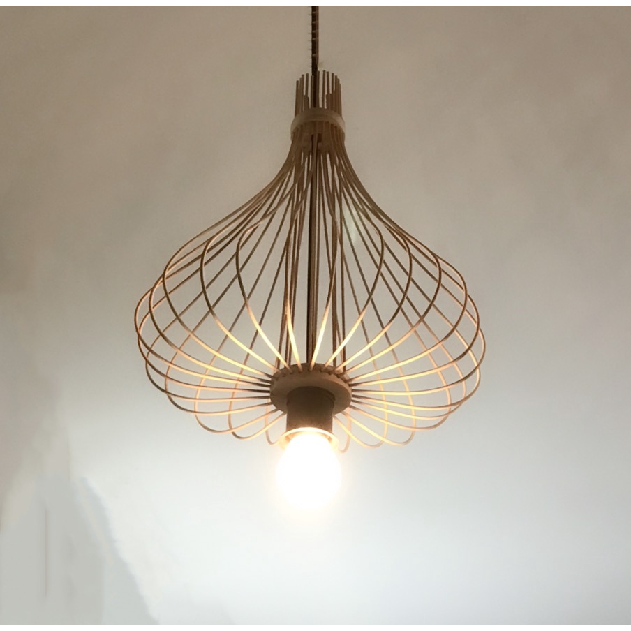 Đèn Trang Trí Thả Trần Bằng Tre Gỗ Dùng Để Decor Nhà Hàng Quán Cafe Homestay... Cực Chất. Mẫu Củ Tỏi
