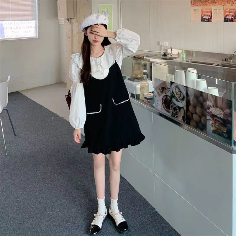 Bộ Áo + Chân Váy Yếm Thời Trang Mùa Thu Phong Cách Preppy Mới 2022