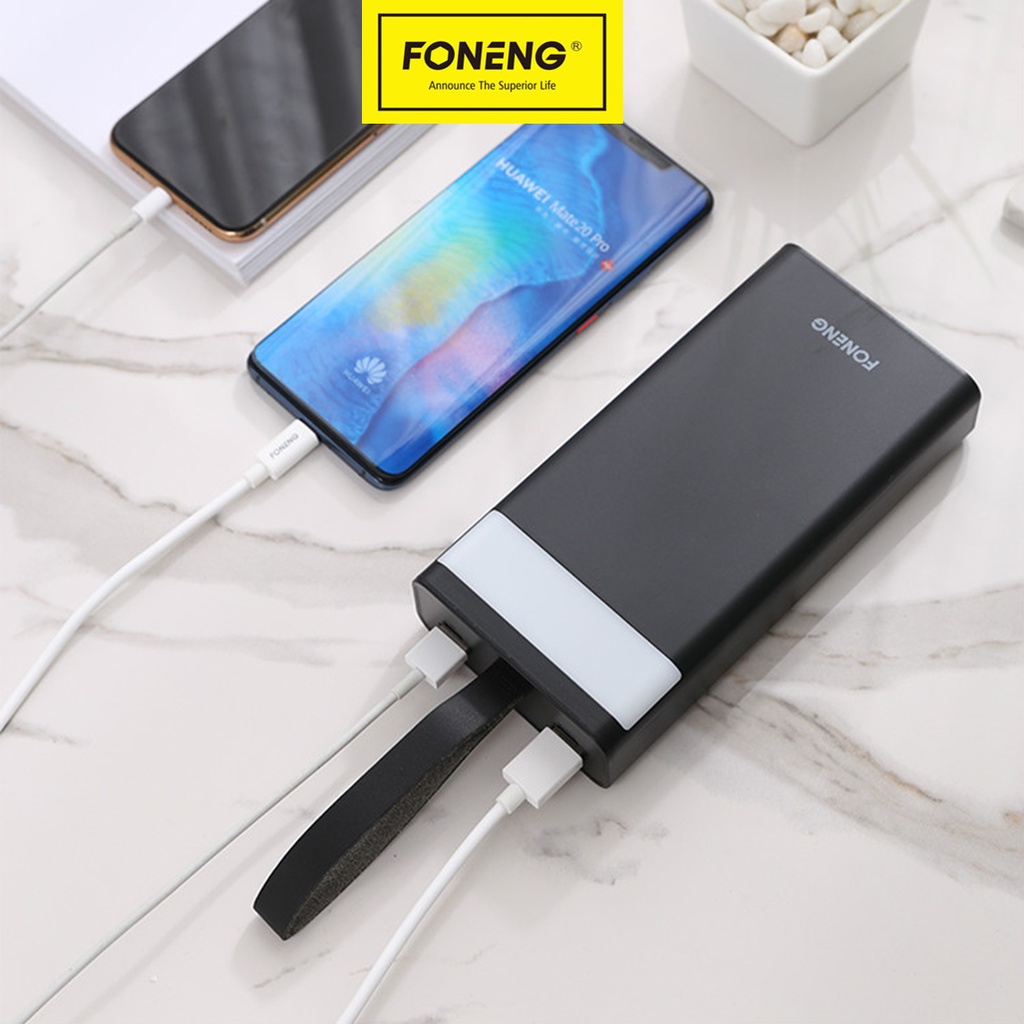 Pin Sạc Dự Phòng FONENG dung lượng 10000mAh 2 Cổng USB và Type-C có đèn LED Chiếu sáng