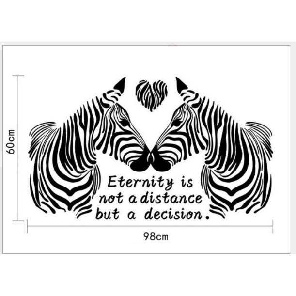 Decal trang trí tường Cặp đôi ngựa vằn đen