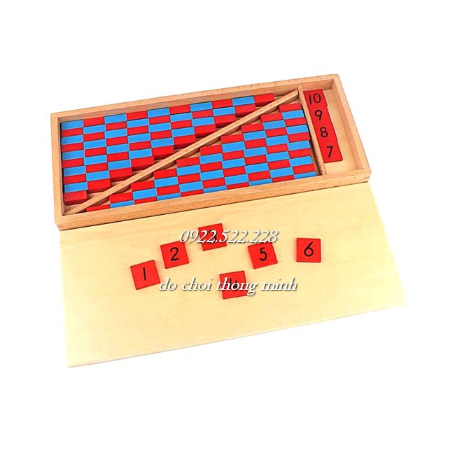 Gậy số mini có hộp đựng, Numerical rods - Giáo cụ Montessori