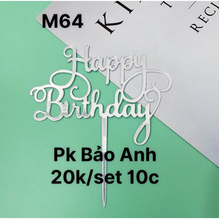 10 mika Happy Birthday chữ B hoa bạc mẫu 64