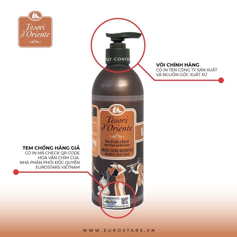 Tesori D'Oriente-Sữa tắm nước hoa Tesori thơm lâu dưỡng ẩm trắng da 500ml | BigBuy360 - bigbuy360.vn