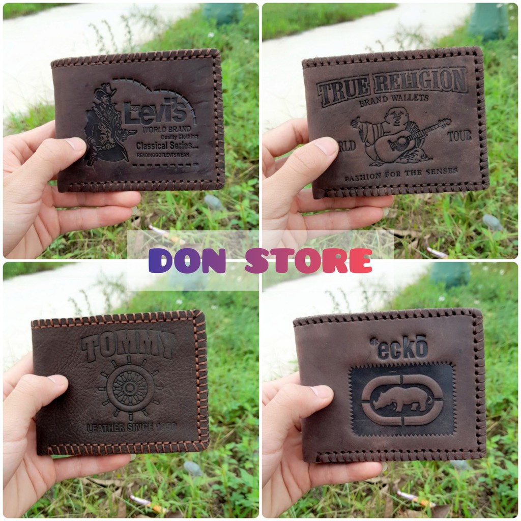 Bóp Da Nam Logo Đẹp Phong Cách Bụi Bặm Nam Tính (Da Thật 100% - BH 12 Tháng)