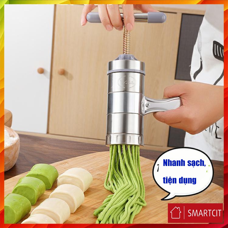 Loại inox dày| Dụng Cụ Làm Bún, Mỳ Tươi, Nui 5 Đầu Bằng Inox Đa Năng T3A4