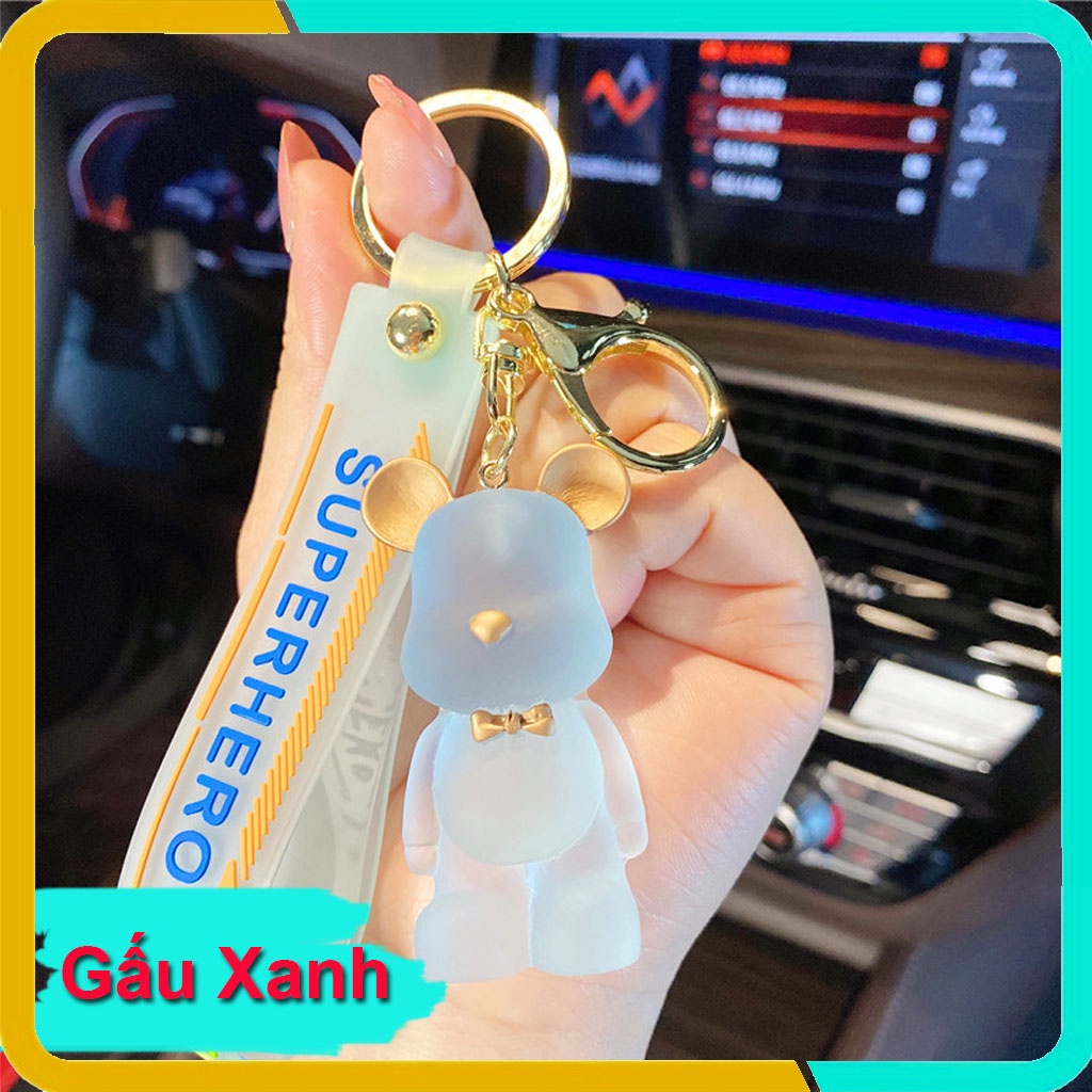 Móc Khóa Hàn Quốc Dễ Thương,Gấu Thắt Nơ Nhựa Pha Lê Trong Suốt, Móc Treo Trên Balo, Túi Xách KB04