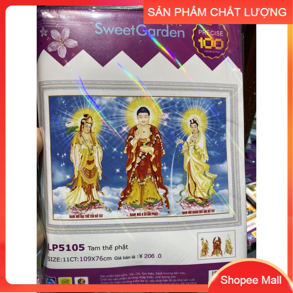 Tranh thêu chữ thập Tam thế phật LP5105 kích thước 109*76cm  [Hàng chính hãng]