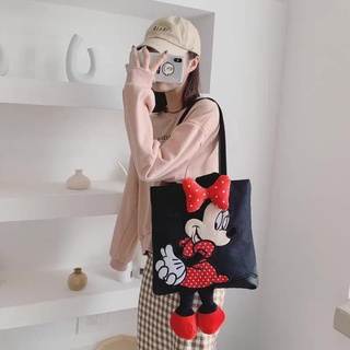 Túi tote đeo vai vải Canvas họa tiết hình chuột Mickey