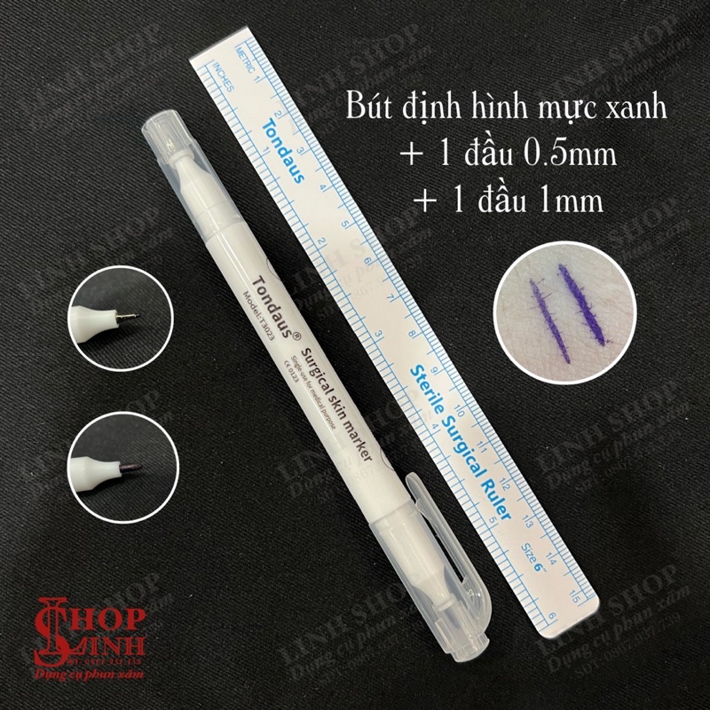 Bút định hình mực xanh Tondaus lâu trôi loại 0.5mm 1mm
