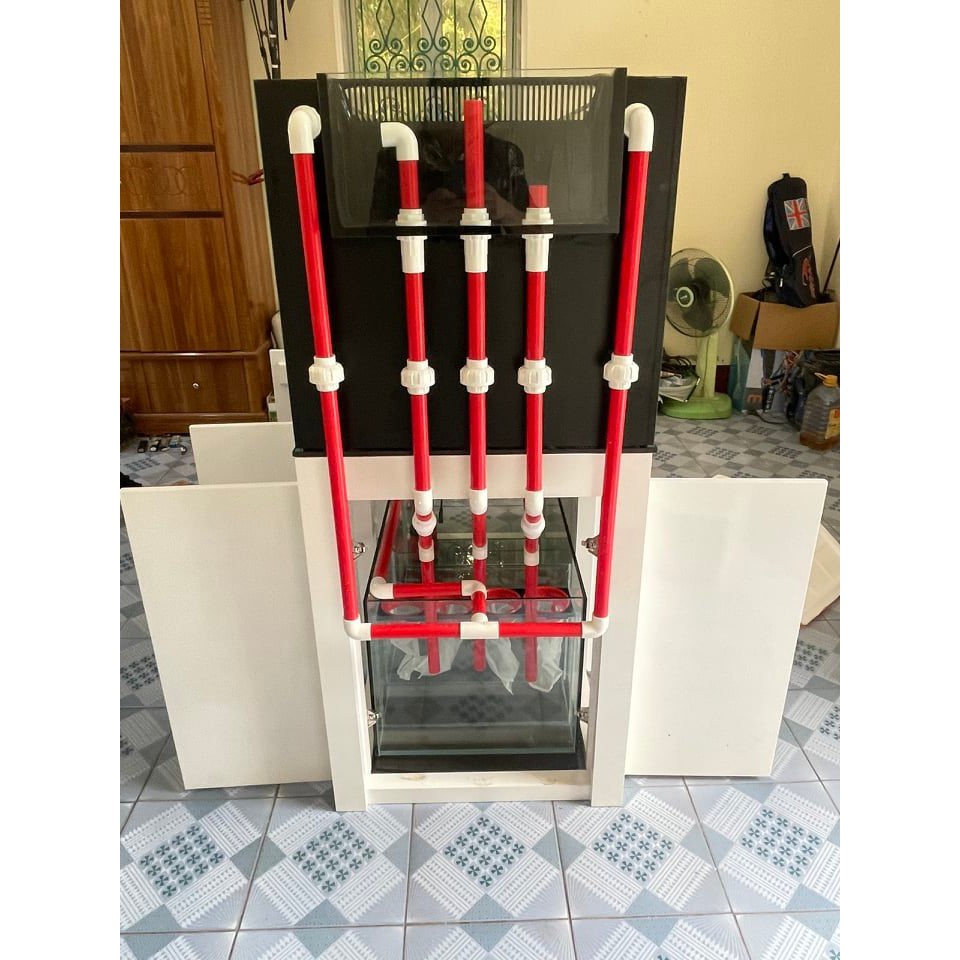 Bộ InOut đỏ trắng PVC cao cấp dùng cho hồ cá cảnh biển. Đầy đủ phụ kiện đi kèm
