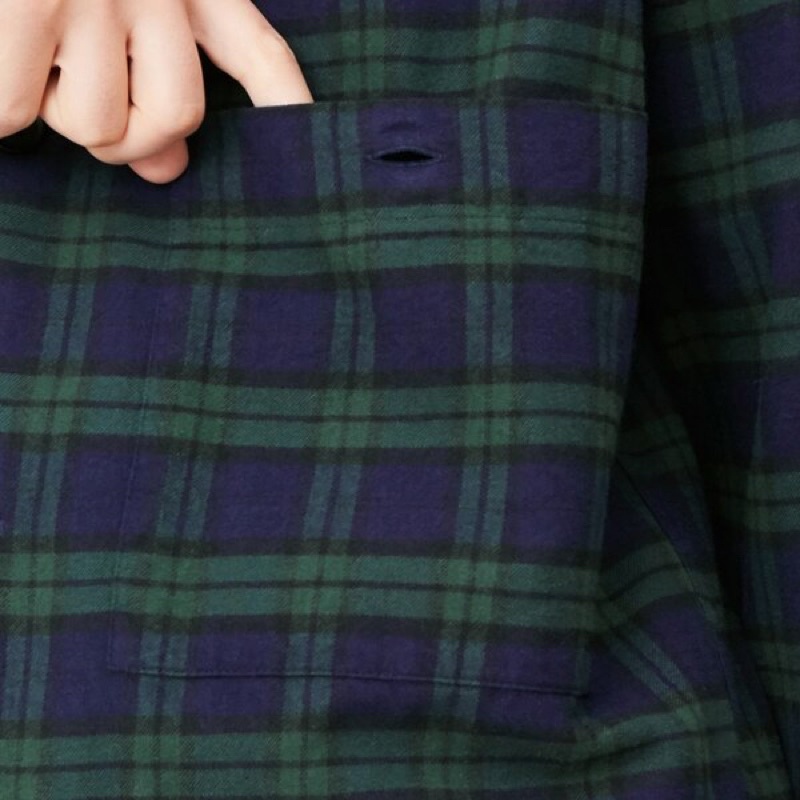 Áo sơ mi nam dài tay cổ bẻ kẻ caro dòng flannel thời trang của GU - Nhật